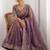 purple ethnic motifs embroidered pure chiffon saree