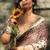 Cream kalamkari mirror work bandhani saree