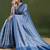 Blue leheriya silk cotton ready to wear saree