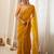 yellow embellished zari poly chiffon designer saree