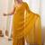 yellow embellished zari poly chiffon designer saree