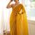 yellow embellished zari poly chiffon designer saree