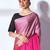 pink pink & peach-coloured tasseled ombre pure georgette saree