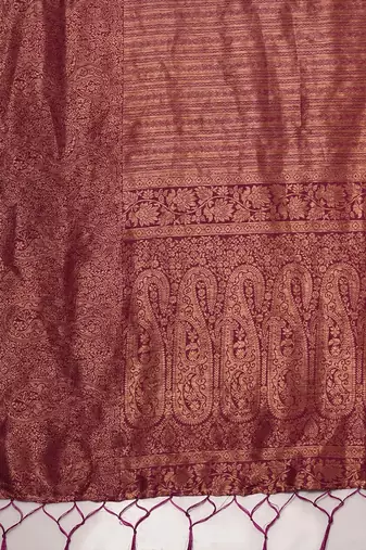 Maroon woven design zari silk blend kanjeevaram saree