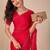 red embellished beads & stones chiffon saree