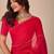 red embellished beads & stones chiffon saree