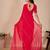 red embellished beads & stones chiffon saree