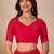 red embellished beads & stones chiffon saree