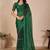 green embellished beads & stones saree with unstiched blouse piece