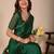 green embellished beads & stones saree with unstiched blouse piece