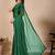 green embellished beads & stones saree with unstiched blouse piece