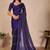 Blue striped embellished sequinned saree