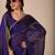 Blue striped embellished sequinned saree