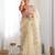 Off white women embellished embroidered beads and stones organza celebrity saree