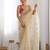 Off white women embellished embroidered beads and stones organza celebrity saree