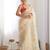 Off white women embellished embroidered beads and stones organza celebrity saree