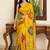 yellow bandhani embroidered bandhani saree