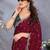 Maroon embellished beads and stones  saree