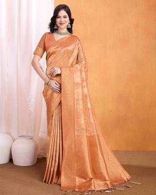Peach woven design banarasi saree 1