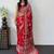 Red ajrak block mirror work bandhani saree