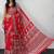 Red ajrak block mirror work bandhani saree