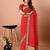 red women embroidered bandhani saree