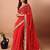 red women embroidered bandhani saree