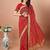 Red printed embroidered bandhani saree