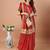 Red printed embroidered bandhani saree