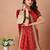 Red printed embroidered bandhani saree