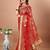 red bandhani printed embroidered saree
