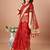 red bandhani printed embroidered saree