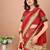 red bandhani printed embroidered saree