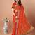 Orange bandhani embroidered bandhani saree with unstitched blouse piece