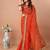 Orange bandhani embroidered bandhani saree with unstitched blouse piece