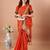 Orange bandhani embroidered bandhani saree with unstitched blouse piece