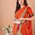 Orange bandhani embroidered bandhani saree with unstitched blouse piece