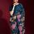 Teal floral printed poly georgette saree