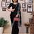 Black embellished beads and stones saree with blouse piece