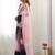 Pink floral embroidered poly georgette heavy work saree