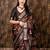 Brown floral zari saree