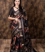 black floral zari saree