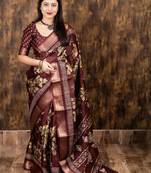 Maroon floral zari saree