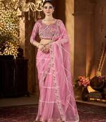 pink embellished sequinned saree