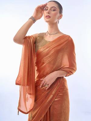 Gold organza saree 1