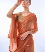 Gold organza saree