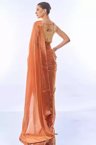 Gold organza saree