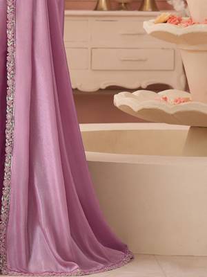 Lavender embellished sequinned pure chiffon saree 3