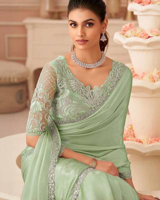 sea_green sequinned pure chiffon saree 2