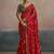 Red printed sequinned pure georgette bandhani saree